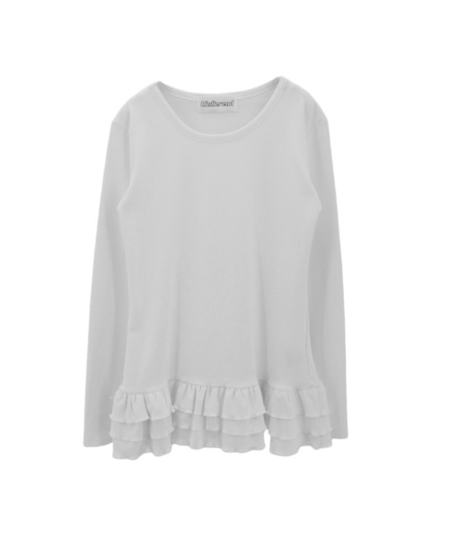 tinkerend(ティンカーエンド)の「Tiered Flare T-shirt / ティアードフレアTシャツ レイヤードトップス(Tシャツ/カットソー・レディース・ブラック/グレー/ホワイト・FREE)」の11枚目の写真