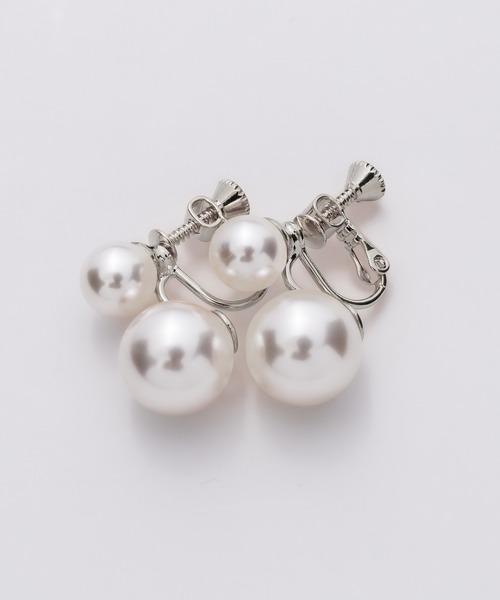 ciite' surgical stainless(シーテサージカルステンレス)の「【 金属アレルギー対応 】2連パールイヤリング サージカルステンレス (両耳用)(イヤリング・レディース・シルバー/ゴールド・FREE)」の7枚目の写真