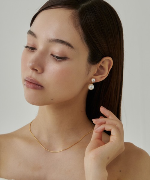 ciite' surgical stainless(シーテサージカルステンレス)の「【 金属アレルギー対応 】2連パールイヤリング サージカルステンレス (両耳用)(イヤリング・レディース・シルバー/ゴールド・FREE)」の13枚目の写真