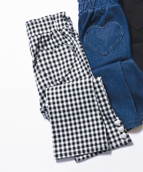 apres les cours(アプレレクール)の「【ジュニア対応】ハートボタンフレアパンツ(その他パンツ・キッズ・チェック/インディゴブルー/ブラック・80/90/100/110/120/130/140)」の3枚目の写真