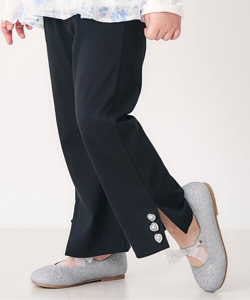 apres les cours(アプレレクール)の「【ジュニア対応】ハートボタンフレアパンツ(その他パンツ・キッズ・チェック/インディゴブルー/ブラック・80/90/100/110/120/130/140)」の1枚目の写真