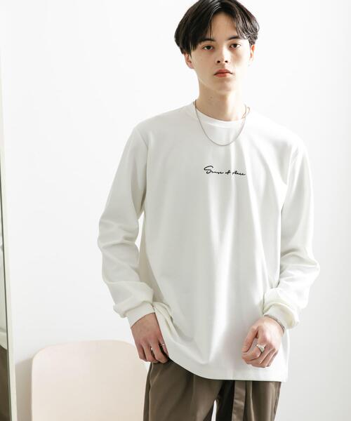 SENSE OF PLACE by URBAN RESEARCH（センスオブプレイスバイアーバンリサーチ）の「『ユニセックス』シシュウポンチロングTシャツ（Tシャツ/カットソー・メンズ・ライトベージュ/ブラック/ホワイト/チャコールグレー・MEDIUM/LARGE）」の2枚目の写真