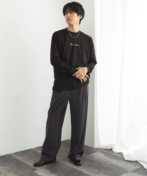 SENSE OF PLACE by URBAN RESEARCH（センスオブプレイスバイアーバンリサーチ）の「『ユニセックス』シシュウポンチロングTシャツ（Tシャツ/カットソー・メンズ・ライトベージュ/ブラック/ホワイト/チャコールグレー・MEDIUM/LARGE）」の22枚目の写真