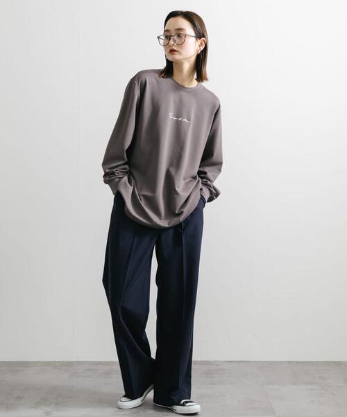 SENSE OF PLACE by URBAN RESEARCH（センスオブプレイスバイアーバンリサーチ）の「『ユニセックス』シシュウポンチロングTシャツ（Tシャツ/カットソー・メンズ・ライトベージュ/ブラック/ホワイト/チャコールグレー・MEDIUM/LARGE）」の15枚目の写真