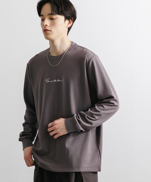 SENSE OF PLACE by URBAN RESEARCH（センスオブプレイスバイアーバンリサーチ）の「『ユニセックス』シシュウポンチロングTシャツ（Tシャツ/カットソー・メンズ・ライトベージュ/ブラック/ホワイト/チャコールグレー・MEDIUM/LARGE）」の11枚目の写真