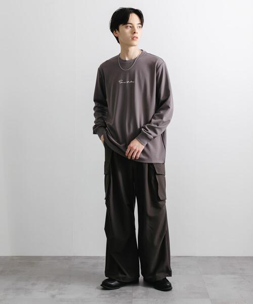 SENSE OF PLACE by URBAN RESEARCH（センスオブプレイスバイアーバンリサーチ）の「『ユニセックス』シシュウポンチロングTシャツ（Tシャツ/カットソー・メンズ・ライトベージュ/ブラック/ホワイト/チャコールグレー・MEDIUM/LARGE）」の10枚目の写真