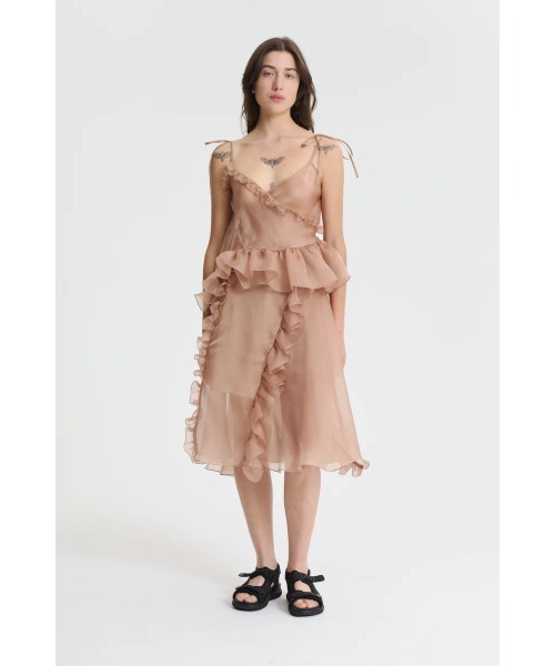 STRAP TOP WITH WRAP CLOSURE AND RUFFLES（シャツ/ブラウス