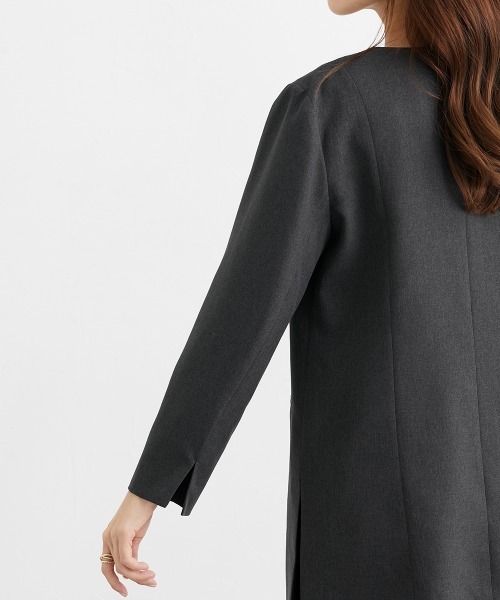 7days Life Styling(セブンデイズライフスタイリング)の「サイドスリットノーカラーロング丈ジャケット(ノーカラージャケット・レディース・ネイビー/チャコール・LL/S/M/L)」の12枚目の写真