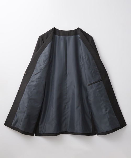 7days Life Styling(セブンデイズライフスタイリング)の「サイドスリットノーカラーロング丈ジャケット(ノーカラージャケット・レディース・ネイビー/チャコール・LL/S/M/L)」の15枚目の写真
