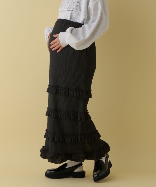 LEPSIM（レプシィム）の「【産前・産後対応】マタニティ／フリルティアードスカート　319491（マタニティウェア/グッズ・レディース・ブラック/アイボリー・FREE）」の16枚目の写真