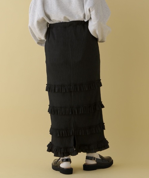 LEPSIM（レプシィム）の「【産前・産後対応】マタニティ／フリルティアードスカート　319491（マタニティウェア/グッズ・レディース・ブラック/アイボリー・FREE）」の17枚目の写真