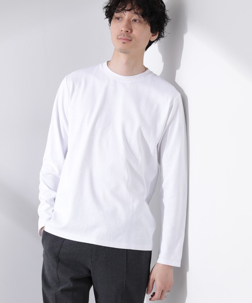 NANO universe(ナノユニバース)の「Anti Soaked(R)汗染み防止 クルーネックTシャツ 長袖(Tシャツ/カットソー・メンズ・チャコール/ブラック/ホワイト・L)」の2枚目の写真