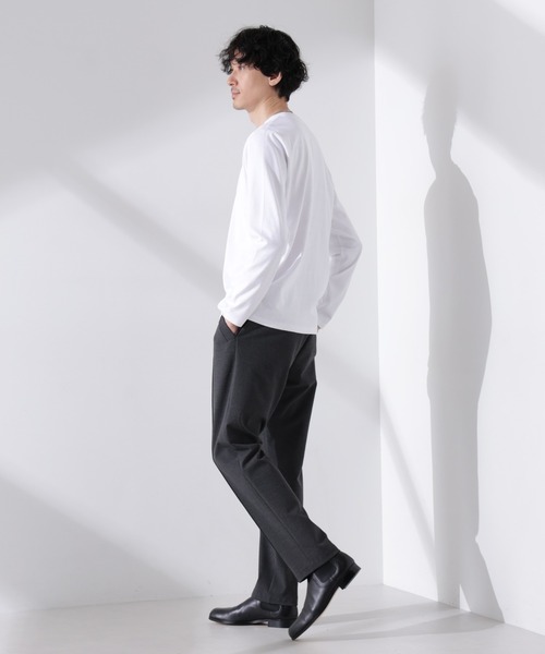NANO universe(ナノユニバース)の「Anti Soaked(R)汗染み防止 クルーネックTシャツ 長袖(Tシャツ/カットソー・メンズ・チャコール/ブラック/ホワイト・L)」の9枚目の写真
