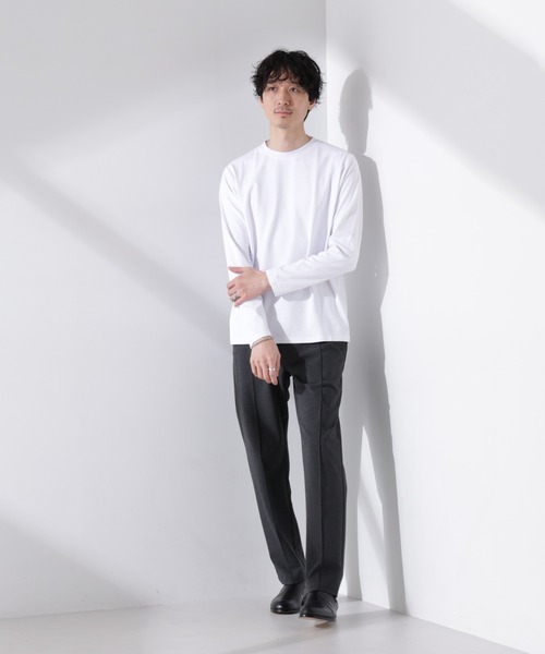 NANO universe(ナノユニバース)の「Anti Soaked(R)汗染み防止 クルーネックTシャツ 長袖(Tシャツ/カットソー・メンズ・チャコール/ブラック/ホワイト・L)」の6枚目の写真