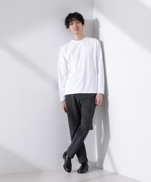 NANO universe(ナノユニバース)の「Anti Soaked(R)汗染み防止 クルーネックTシャツ 長袖(Tシャツ/カットソー・メンズ・チャコール/ブラック/ホワイト・L)」の7枚目の写真