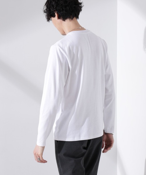 NANO universe(ナノユニバース)の「Anti Soaked(R)汗染み防止 クルーネックTシャツ 長袖(Tシャツ/カットソー・メンズ・チャコール/ブラック/ホワイト・L)」の5枚目の写真