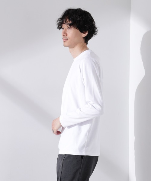 NANO universe(ナノユニバース)の「Anti Soaked(R)汗染み防止 クルーネックTシャツ 長袖(Tシャツ/カットソー・メンズ・チャコール/ブラック/ホワイト・L)」の15枚目の写真