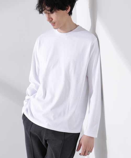NANO universe(ナノユニバース)の「Anti Soaked(R)汗染み防止 クルーネックTシャツ 長袖(Tシャツ/カットソー・メンズ・チャコール/ブラック/ホワイト・L)」の12枚目の写真