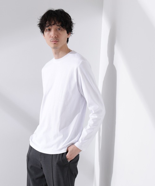 NANO universe(ナノユニバース)の「Anti Soaked(R)汗染み防止 クルーネックTシャツ 長袖(Tシャツ/カットソー・メンズ・チャコール/ブラック/ホワイト・L)」の14枚目の写真