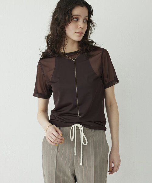 THE PAUSE（ザ ポーズ）の「【THE PAUSE】ハイゲージチュールTシャツ（Tシャツ/カットソー・レディース・ブラウン/ベージュ・FREE）」の2枚目の写真