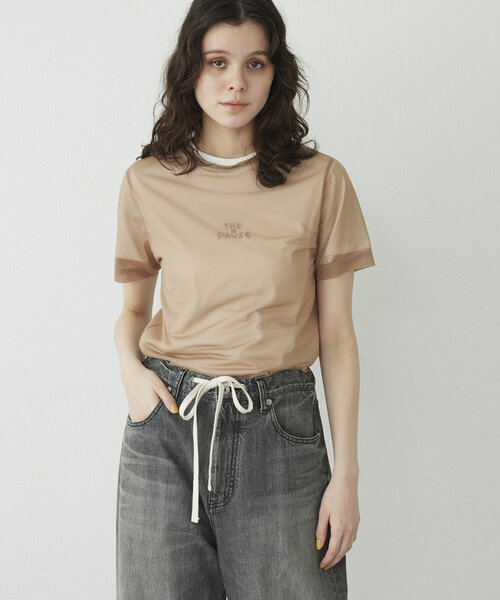 THE PAUSE（ザ ポーズ）の「【THE PAUSE】ハイゲージチュールTシャツ（Tシャツ/カットソー・レディース・ブラウン/ベージュ・FREE）」の7枚目の写真