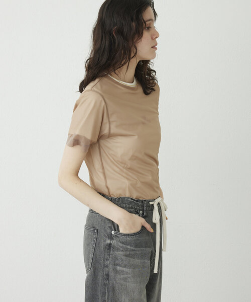 THE PAUSE（ザ ポーズ）の「【THE PAUSE】ハイゲージチュールTシャツ（Tシャツ/カットソー・レディース・ブラウン/ベージュ・FREE）」の4枚目の写真