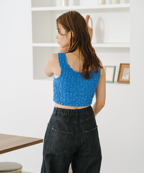 Kastane（カスタネ）の「*シャーリングミニタンク（タンクトップ・レディース・アイボリー/ピンク/ブルー・FREE）」の13枚目の写真