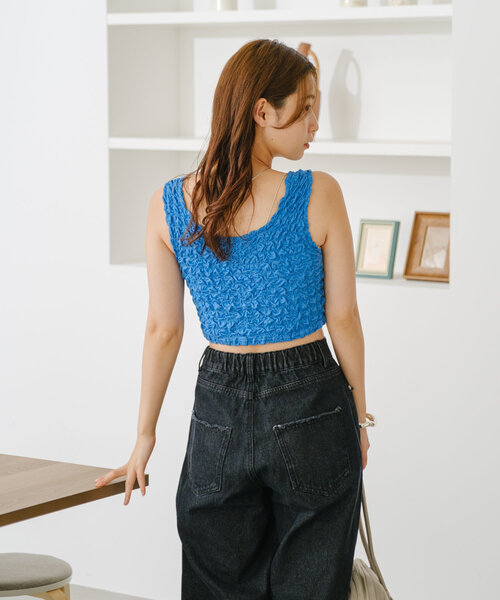 Kastane（カスタネ）の「*シャーリングミニタンク（タンクトップ・レディース・アイボリー/ピンク/ブルー・FREE）」の14枚目の写真