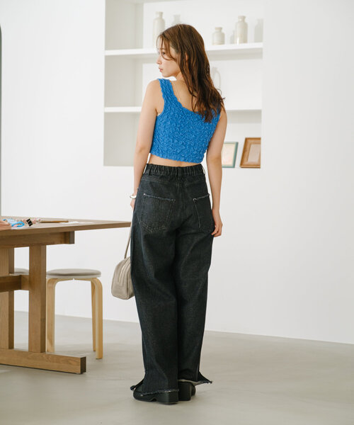 Kastane（カスタネ）の「*シャーリングミニタンク（タンクトップ・レディース・アイボリー/ピンク/ブルー・FREE）」の18枚目の写真