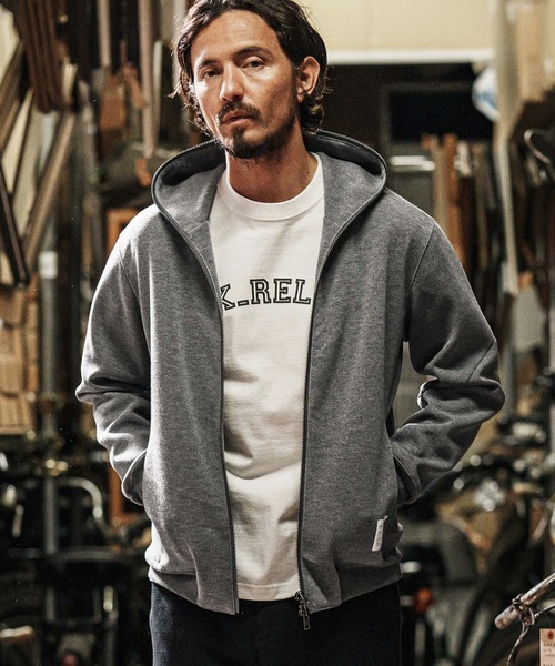 wjk reluxe(ダブルジェーケーリラックス)の「mpa3721-cardboard knit zip up hoodie ジップパーカー(パーカー・メンズ・ブラック/チャコール/トップグレー・L/S/M)」の12枚目の写真