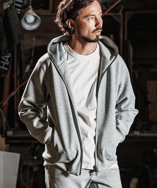 wjk reluxe(ダブルジェーケーリラックス)の「mpa3721-cardboard knit zip up hoodie ジップパーカー(パーカー・メンズ・ブラック/チャコール/トップグレー・L/S/M)」の7枚目の写真