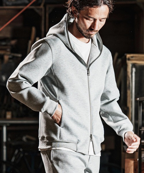 wjk reluxe(ダブルジェーケーリラックス)の「mpa3721-cardboard knit zip up hoodie ジップパーカー(パーカー・メンズ・ブラック/チャコール/トップグレー・L/S/M)」の8枚目の写真
