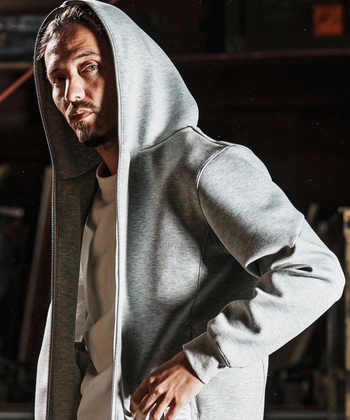 wjk reluxe(ダブルジェーケーリラックス)の「mpa3721-cardboard knit zip up hoodie ジップパーカー(パーカー・メンズ・ブラック/チャコール/トップグレー・L/S/M)」の9枚目の写真