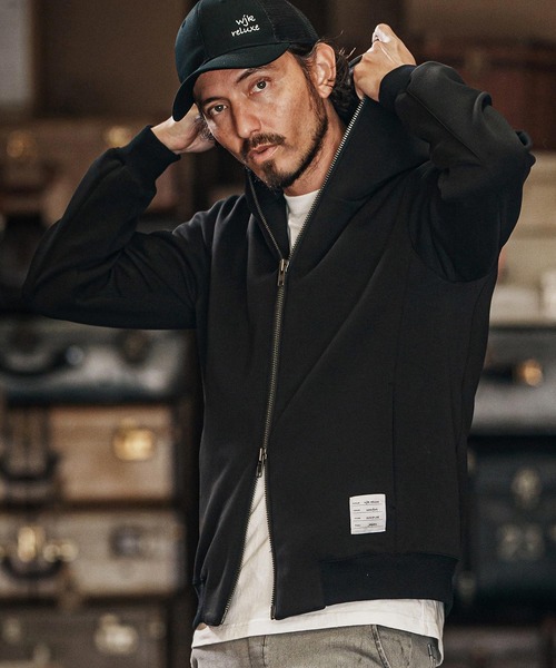 wjk reluxe(ダブルジェーケーリラックス)の「mpa3721-cardboard knit zip up hoodie ジップパーカー(パーカー・メンズ・ブラック/チャコール/トップグレー・L/S/M)」の17枚目の写真