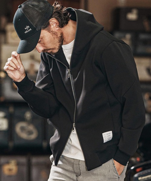 wjk reluxe(ダブルジェーケーリラックス)の「mpa3721-cardboard knit zip up hoodie ジップパーカー(パーカー・メンズ・ブラック/チャコール/トップグレー・L/S/M)」の18枚目の写真