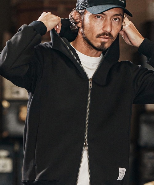 wjk reluxe(ダブルジェーケーリラックス)の「mpa3721-cardboard knit zip up hoodie ジップパーカー(パーカー・メンズ・ブラック/チャコール/トップグレー・L/S/M)」の19枚目の写真