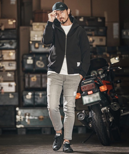 wjk reluxe(ダブルジェーケーリラックス)の「mpa3721-cardboard knit zip up hoodie ジップパーカー(パーカー・メンズ・ブラック/チャコール/トップグレー・L/S/M)」の20枚目の写真