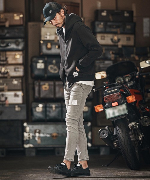 wjk reluxe(ダブルジェーケーリラックス)の「mpa3721-cardboard knit zip up hoodie ジップパーカー(パーカー・メンズ・ブラック/チャコール/トップグレー・L/S/M)」の21枚目の写真