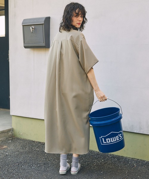 アソート ナンバリング刺繍 ボタンダウン 半袖 ロングシャツ