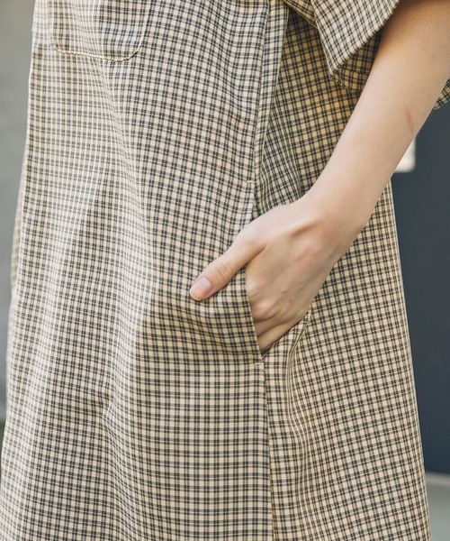 アソート ナンバリング刺繍 ボタンダウン 半袖 ロングシャツワンピース