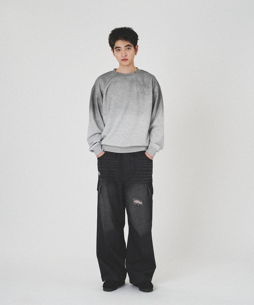 kutir(クティール)の「SPRAY PROCESSING PULLOVER SWEAT/スプレー加工プルオーバースウェット(スウェット・メンズ・ブラック/ブラック系/杢グレー/グレー系・MEDIUM/LARGE)」の8枚目の写真