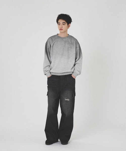 kutir(クティール)の「SPRAY PROCESSING PULLOVER SWEAT/スプレー加工プルオーバースウェット(スウェット・メンズ・ブラック/ブラック系/杢グレー/グレー系・MEDIUM/LARGE)」の9枚目の写真