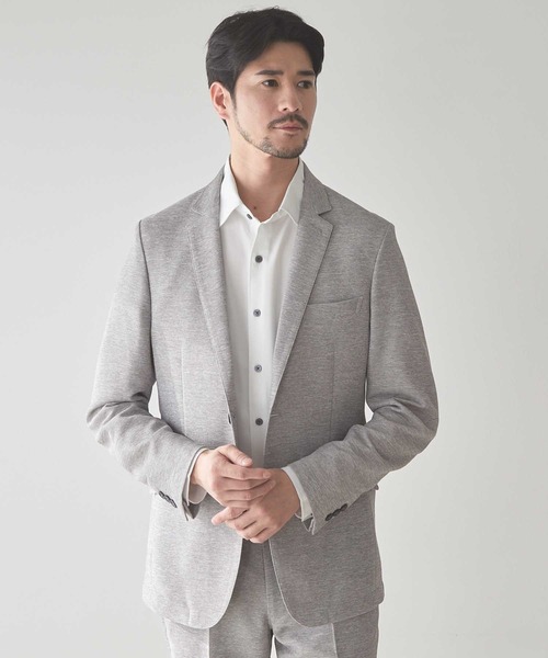 UNION STATION（ユニオンステーション）の「【セットアップ対応可】カラミ織り ノッチドラペル サマージャケット（テーラードジャケット・メンズ・ライトグレー/ネイビー・S/M/L/LL）」の2枚目の写真