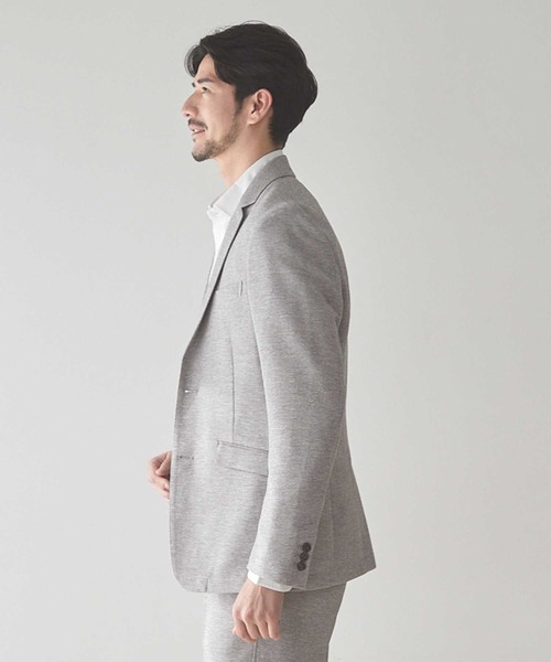 UNION STATION（ユニオンステーション）の「【セットアップ対応可】カラミ織り ノッチドラペル サマージャケット（テーラードジャケット・メンズ・ライトグレー/ネイビー・S/M/L/LL）」の4枚目の写真