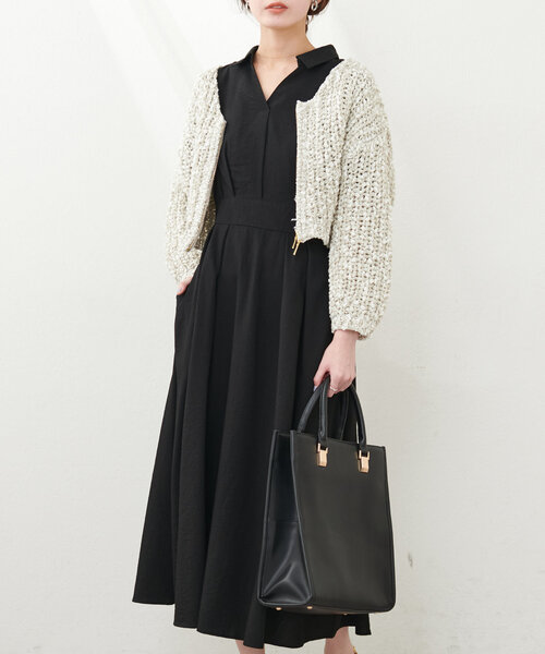 セール】スキッパー衿フレア袖ワンピース（ワンピース