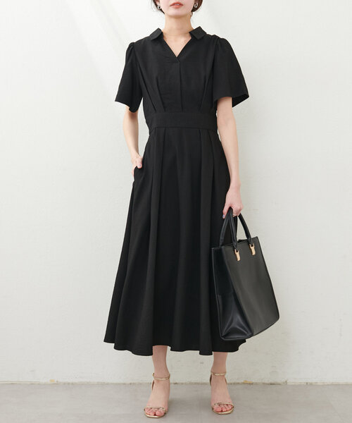 希少　美品　Yves Saint Laurent ワンピース　スキッパー　フレア スキッパー衿フレア袖ワンピース | natural couture(ナチュラル