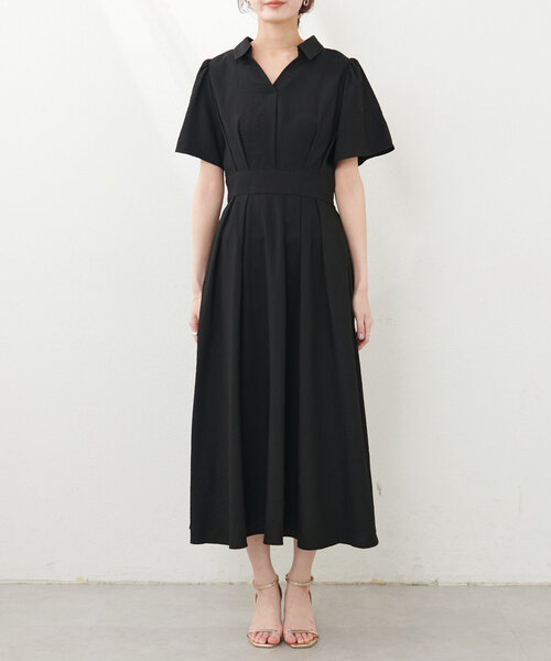 希少　美品　Yves Saint Laurent ワンピース　スキッパー　フレア セール】スキッパー衿フレア袖ワンピース（ワンピース