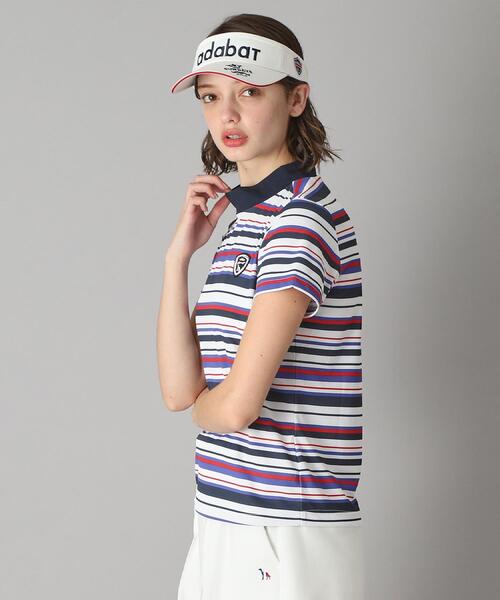 adabat（アダバット）の「◆【新レーベル ADABAT NAVY】吸水速乾/接触冷感 マルチボーダーモックネックT（Tシャツ/カットソー・レディース・ホワイト系3・42/40/38/36）」の2枚目の写真