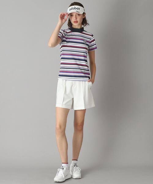 adabat（アダバット）の「◆【新レーベル ADABAT NAVY】吸水速乾/接触冷感 マルチボーダーモックネックT（Tシャツ/カットソー・レディース・ホワイト系3・42/40/38/36）」の4枚目の写真