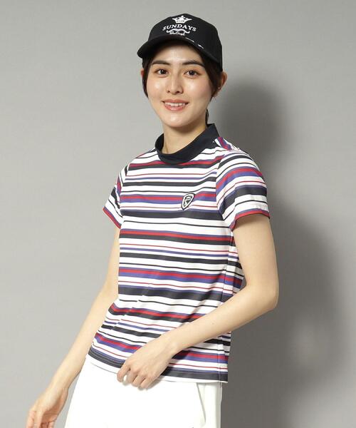 adabat（アダバット）の「◆【新レーベル ADABAT NAVY】吸水速乾/接触冷感 マルチボーダーモックネックT（Tシャツ/カットソー・レディース・ホワイト系3・42/40/38/36）」の8枚目の写真